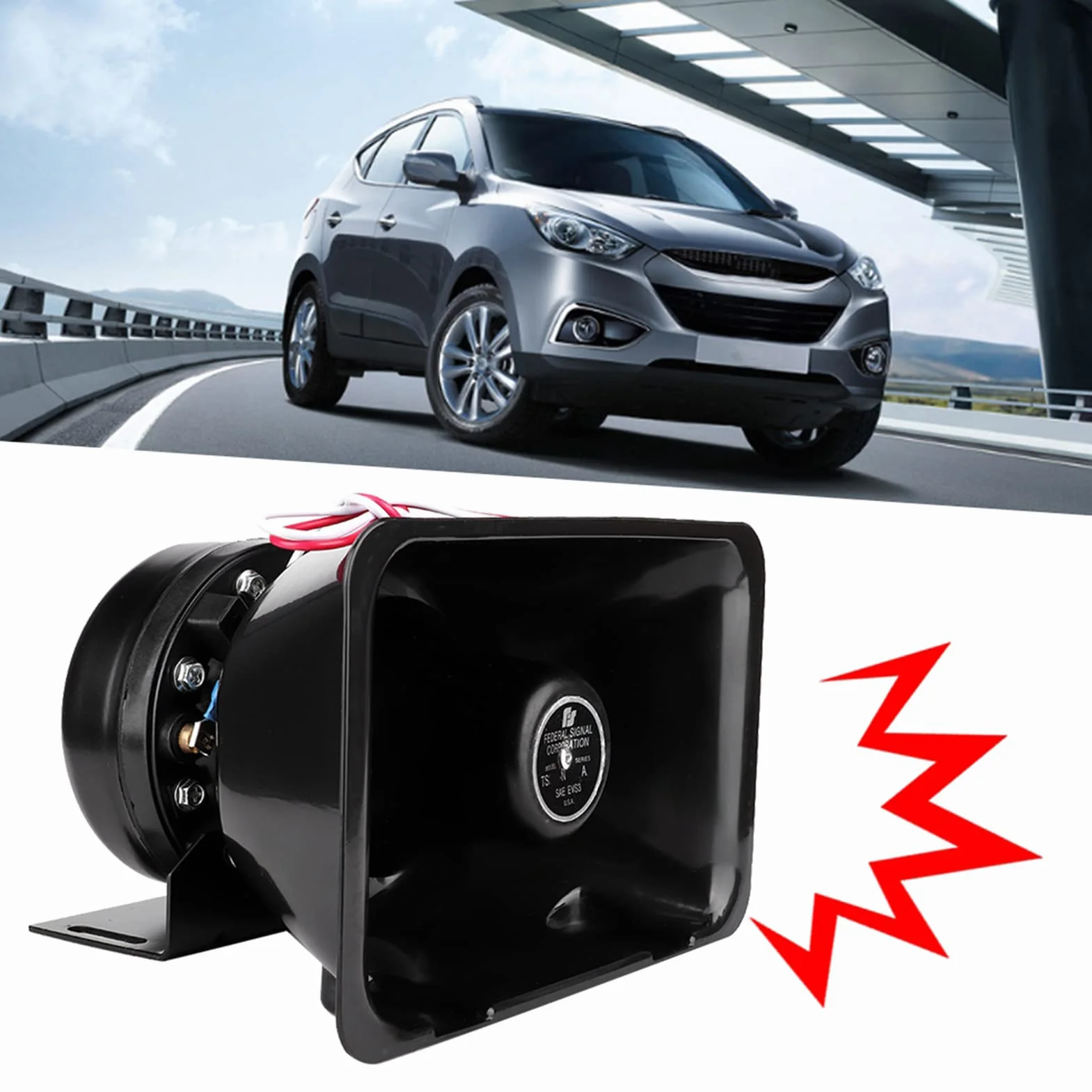 Haut-parleur de Sirène 200W, Haut-parleur de Sirène 200W, Klaxon 12V 200W Super Fort Universel Avertissement de Voiture Alarme Klaxon Haut-parleur Fonctionne avec Système D'alarme
