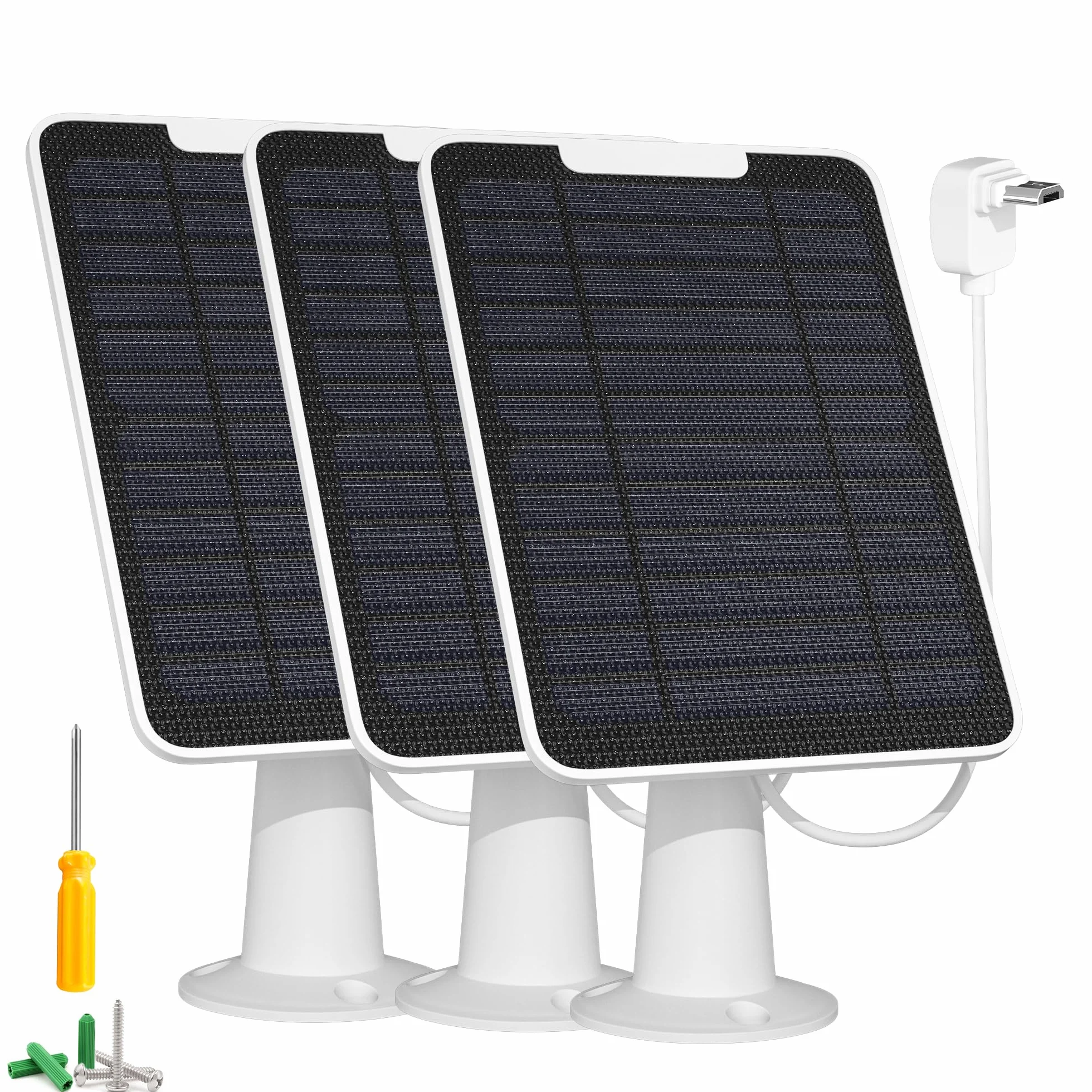 Lot de 3 chargeurs de panneau solaire Arlo Essential/XL, 5 W étanche IP65, câble micro USB 3 m, support mural (pas pour
