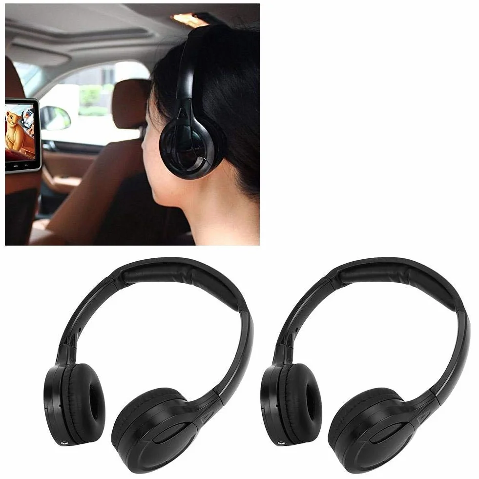 Aramox Ecouteur de Voiture, 2 canaux sans Fil Infrarouge Infrarouge Infrarouge Casque Audio stéréo pour Voiture Appui-tête DVD Portée Effective (Maximum): Environ 10 mètres