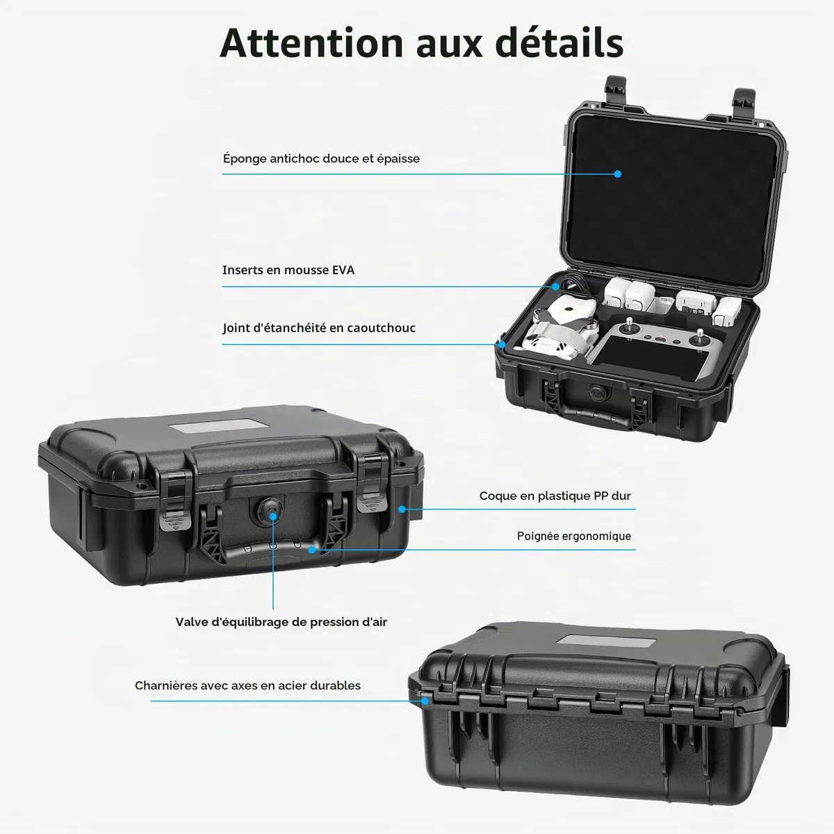 FPVtosky Coque rigide étanche pour Lito X1, Fly More Combo, compatible avec contrôleur RC 2, batterie, hub de chargeur et autres accessoires [étui uniquement]