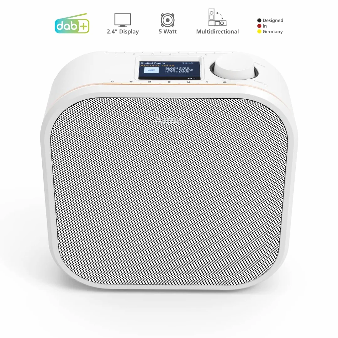 Hama Radio numérique "DR350", FM/DAB/DAB+ (pour réception FM / DAB / DAB +,radio de cuisine sous comptoir, écran couleur, fonction d'alarme, fonctionnement sur secteur) Blanc