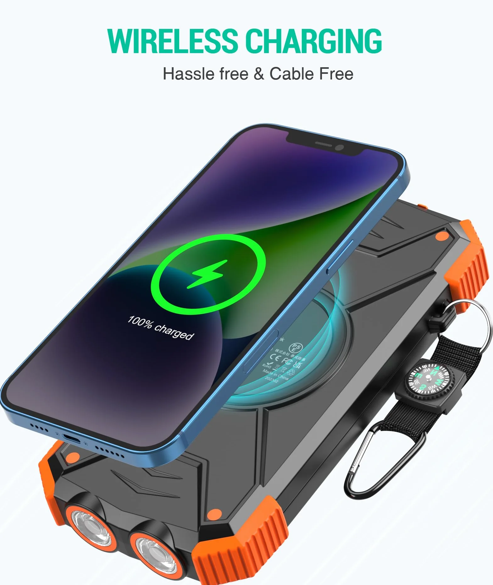 BLAVOR Batterie Externe Solaire 10000 mAh Qi Chargeur Rapide sans Fil pour l'extérieur Portable Power Bank Chargeur Solaire avec Panneau Solaire USB C Entrée pour téléphone Portable, Tablette