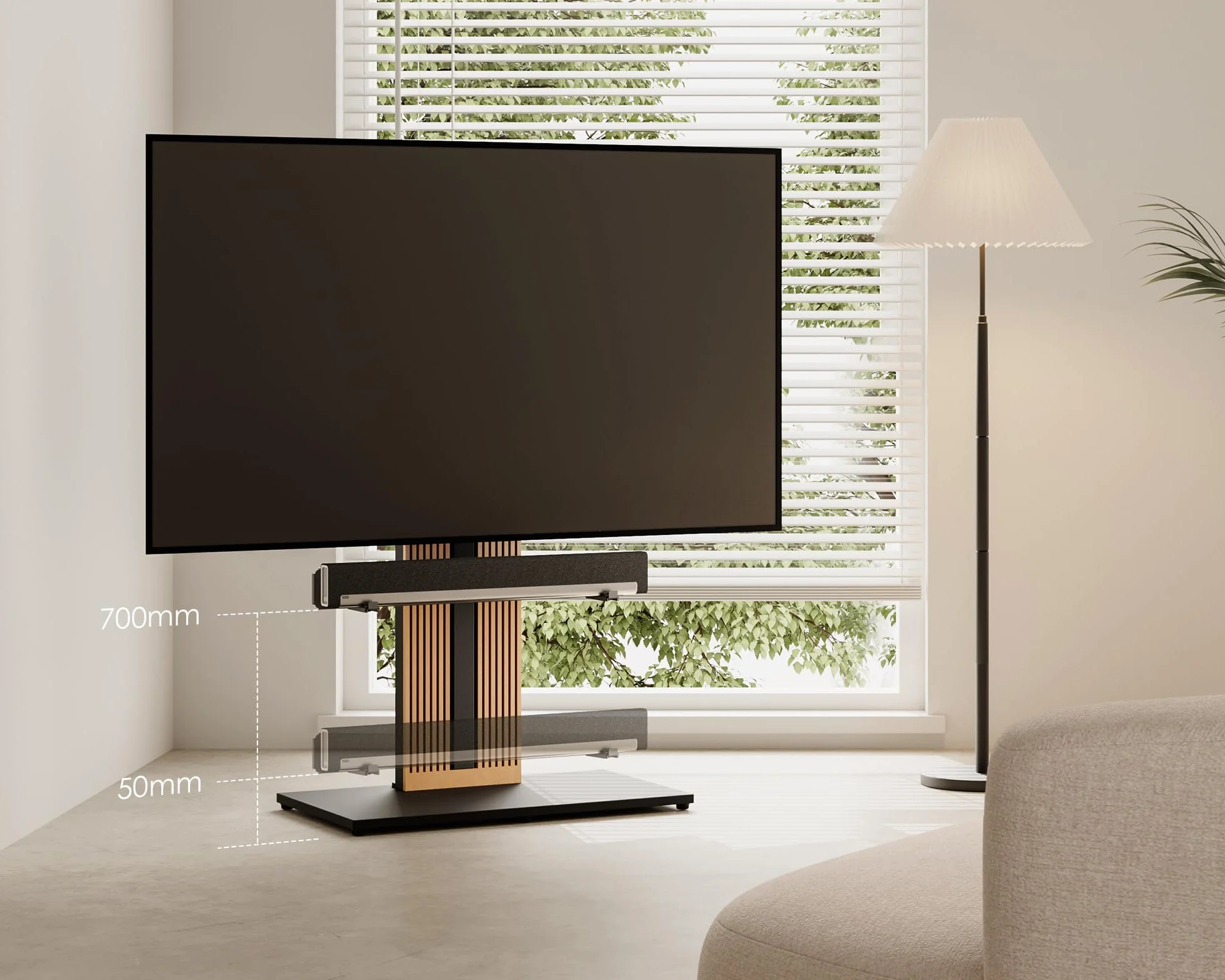 FITUEYES Design Support Barre de Son pour Série Zen/Cantor Capacité de Charge 6.5 kg Montage sous la TV avec Haut-Parleur Noir