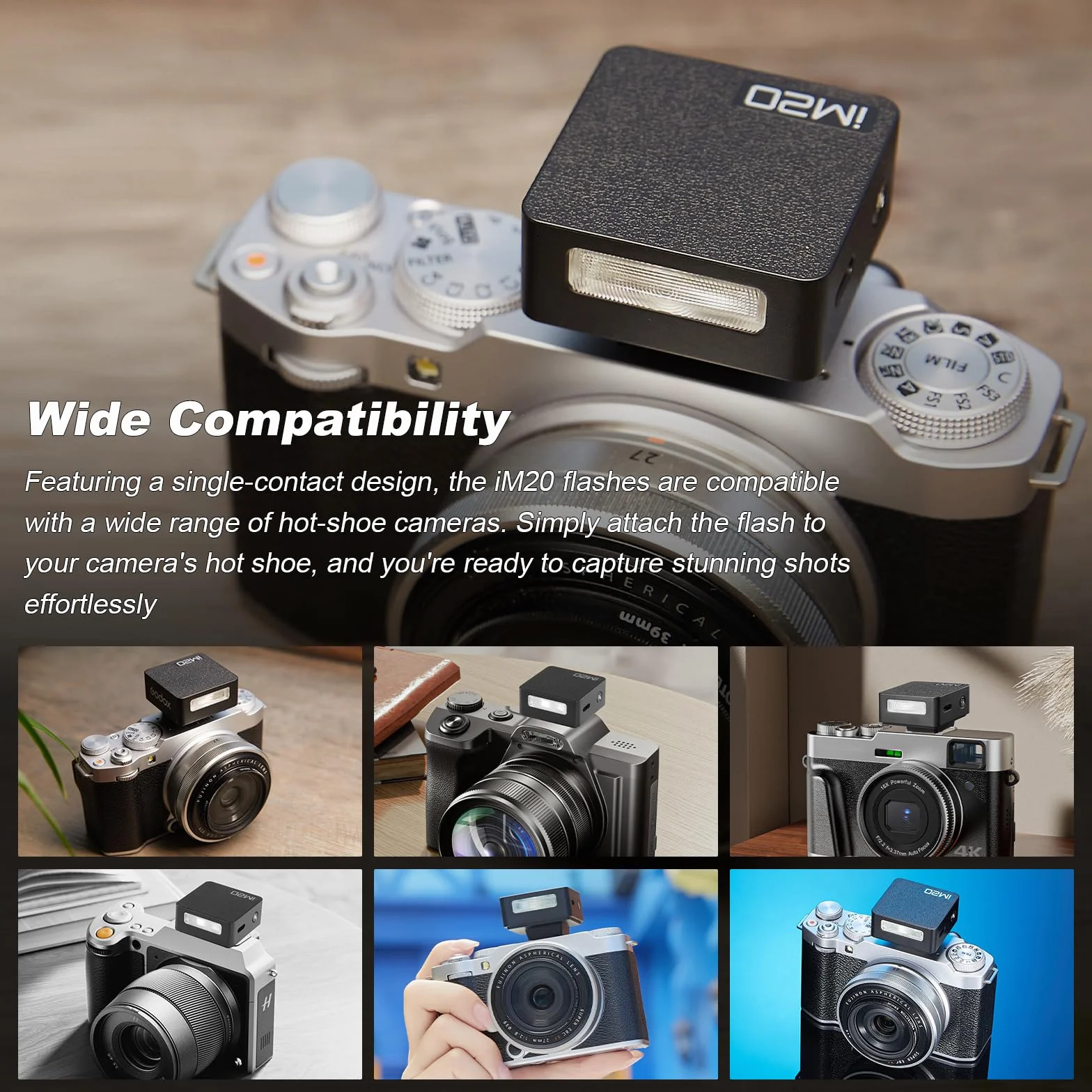 Godox iM20 Mini Flash Speedlite 470 mAh/Type-c Charge/440 Flash Pleine puissance/3s de Recyclage/5 Niveaux de Puissance/Manuel pour Sony zve10/Sony zv1/Sony a7iii/Ricoh gr3/Fujifilm f1 etc.