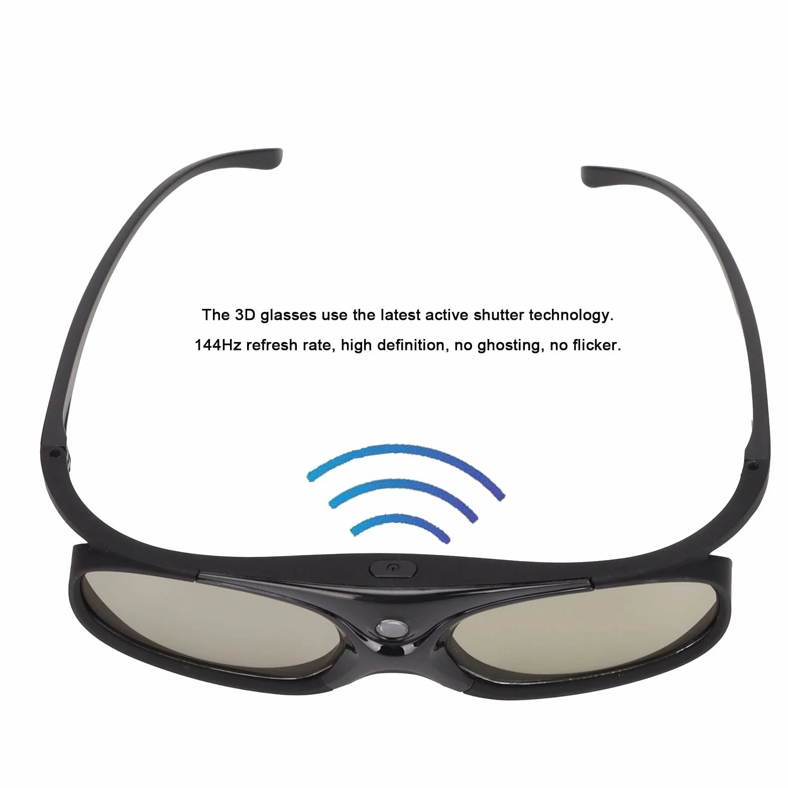 Lunettes 3D, 2pcs 144Hz 3D Active Shutter Lunettes, DLP Link LCD Lentille 3D Lunettes pour 3D DLP Orojectors Rechargeable 3D Active Shutter Lunettes