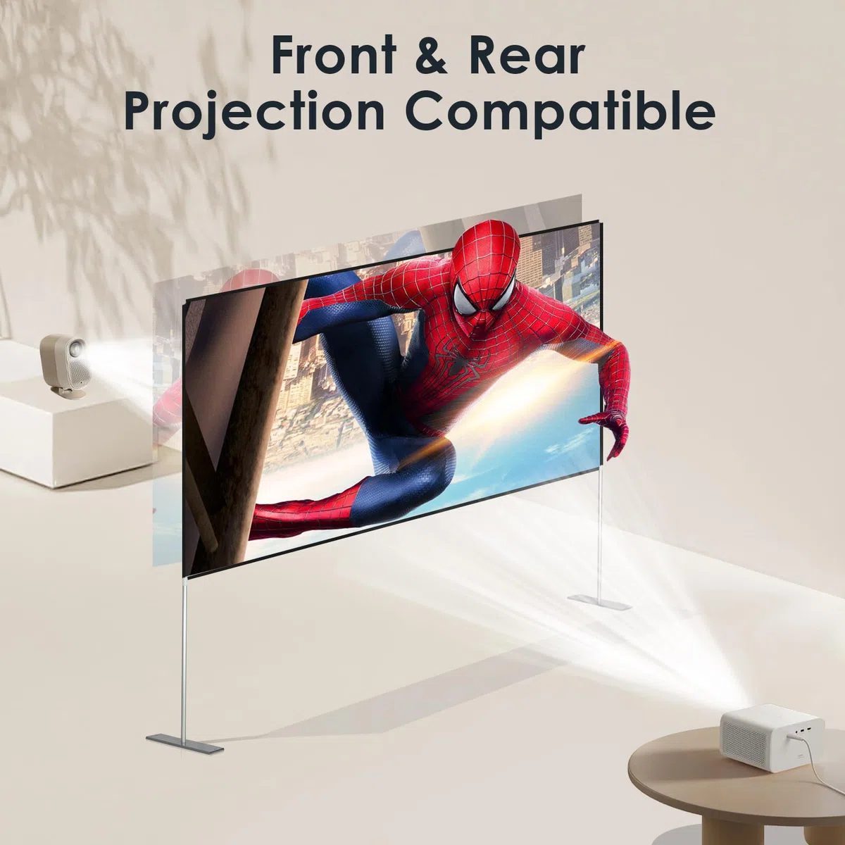 Todeco Écran de Projection 100 Pouces 16: 9 Ecran Projecteur Pliable Lavable Résistant Portable, 4K HD Ecran Projecteur avec Sac Portatif pour Cinéma Maison Bureau Voyage