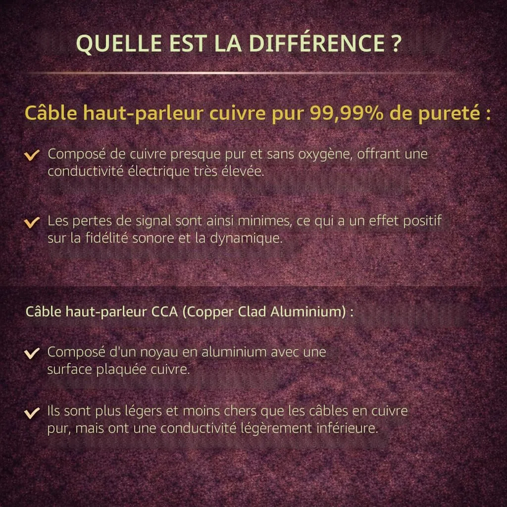 BLca 50m - 2 x 2.5mm² - Câble Audio pour Enceintes - Câble HP haut-parleur en CCA Cuivre pour HiFi et Hi-Fi Embarquée 2 5mm2