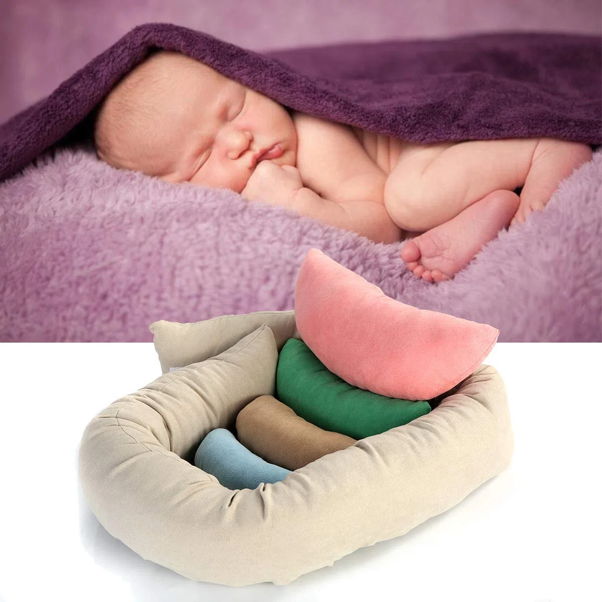 DERCLIVE Lot de 6 coussins de pose pour photographie de nouveau-né - Accessoires de photographie pour bébé de 0 à 3 mois