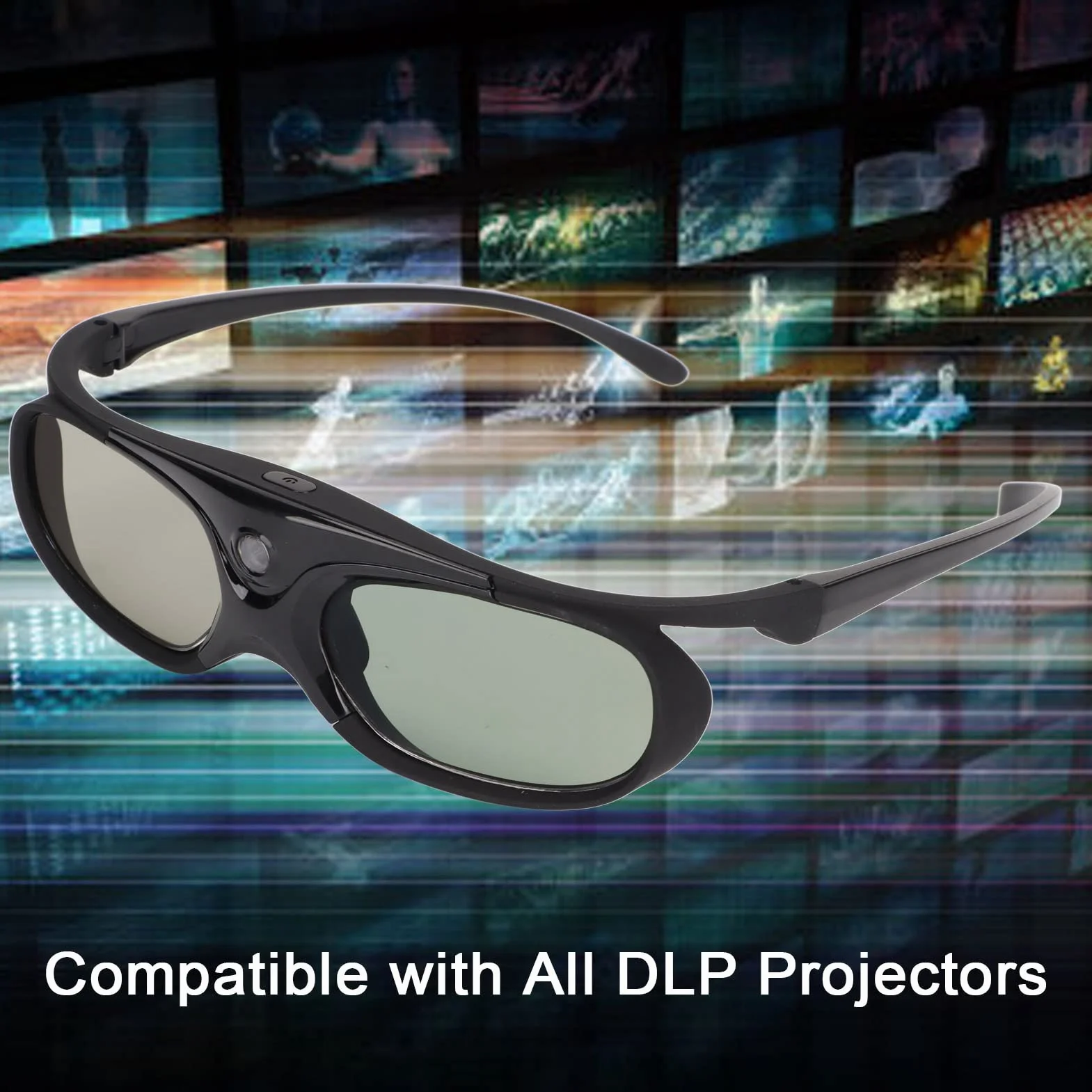 Lunettes 3D, 2pcs 144Hz 3D Active Shutter Lunettes, DLP Link LCD Lentille 3D Lunettes pour 3D DLP Orojectors Rechargeable 3D Active Shutter Lunettes