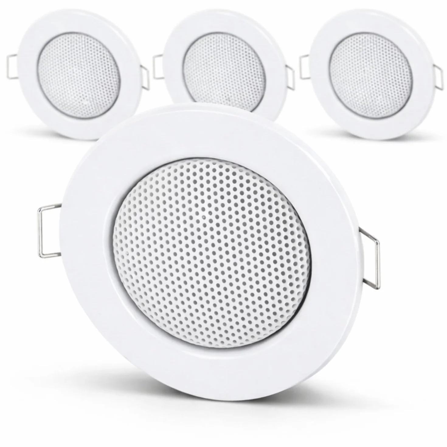 HAVA Lot de 4 haut-parleurs encastrables entièrement en métal, design halogène, 60 mm