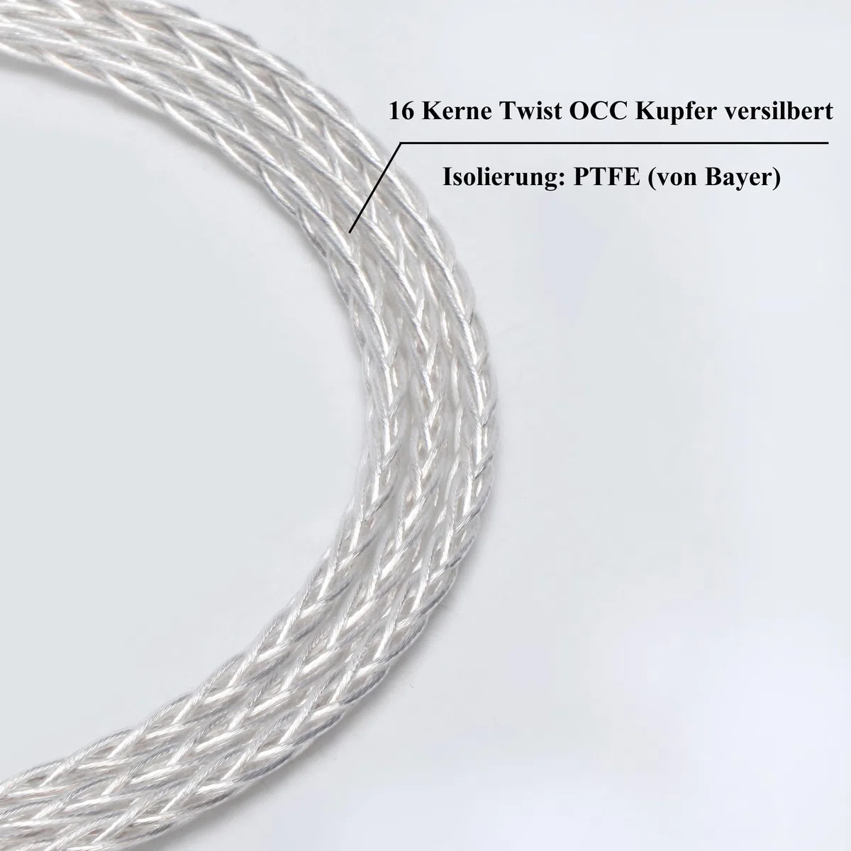 Monosaudio Câble de mise à niveau pour casque HiFi haut de gamme - 4,4 mm mâle vers double 3,5 mm - Isolation PTFE - Câble de rechange de 1,5 m avec 16 fils OCC - Conducteur en cuivre OCC - Pour HE4XX
