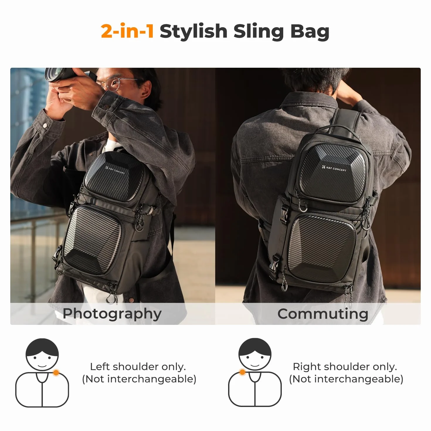 K&F CONCEPT Sac Appareil Photo, Sac Photo bandoulière Légère accès rapide Résistant à l'eau de Photographe Compatible avec Canon/Nikon/Sony/DJI Mavic Drone