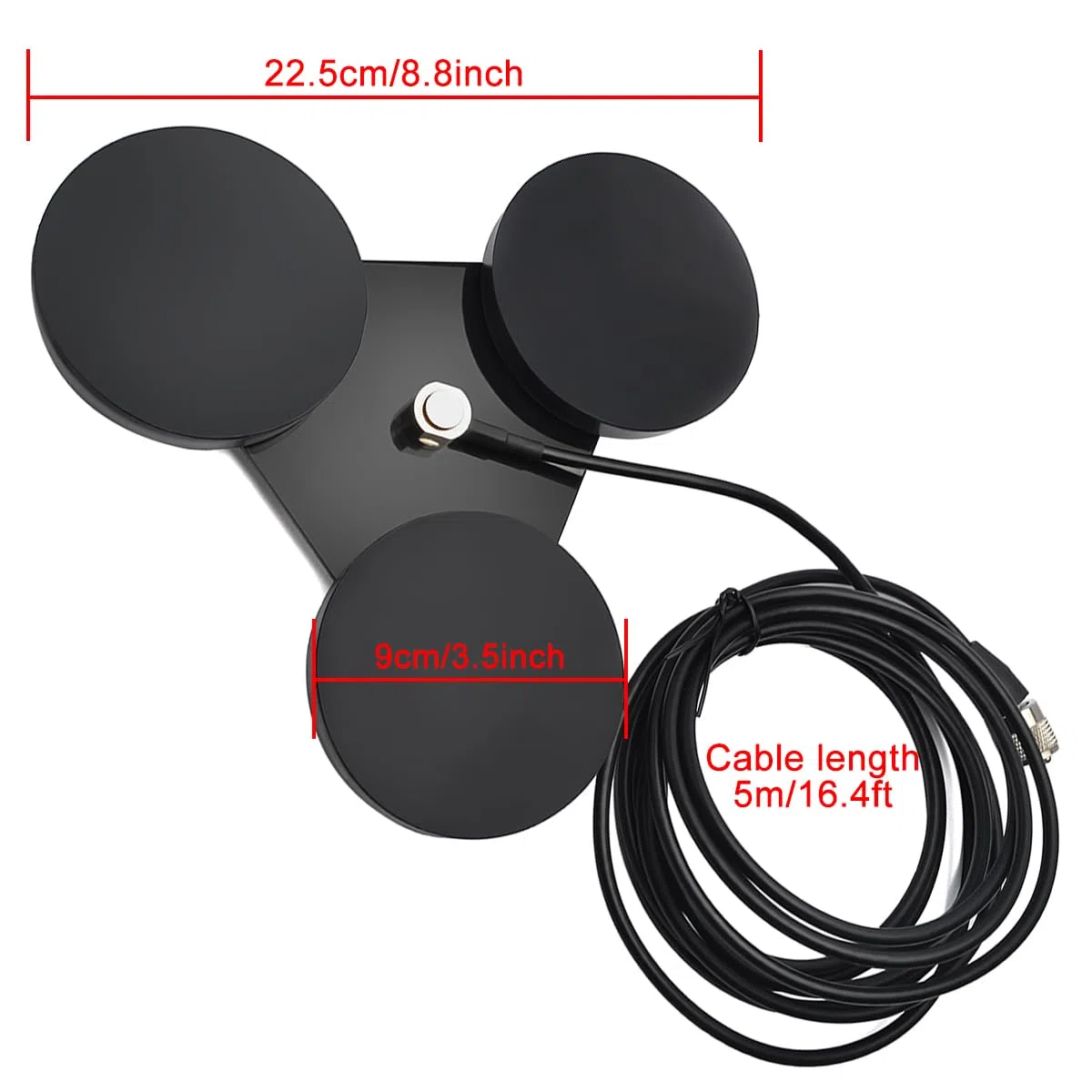 Base Montage Magnétique Robuste pour Antenne CB/VHF/UHF avec Connecteur SO239, Câble Coaxial RG58 PL259 de 5 mètres, pour Voiture/Camion, Extérieur, Maritime
