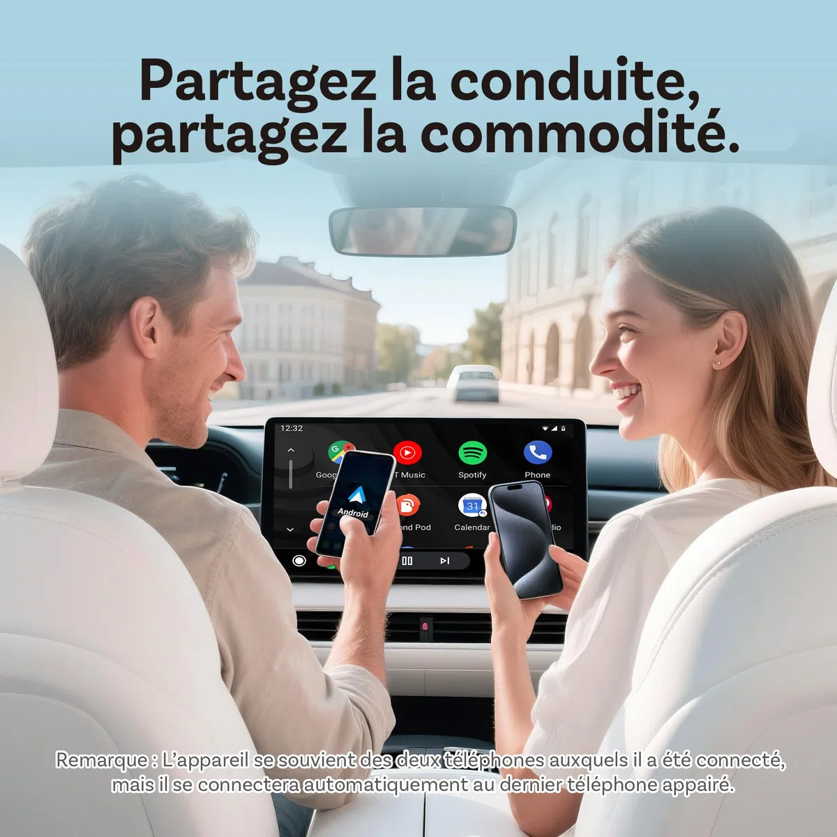 OTTOCAST (2026 Amélioré) Adaptateur CarPlay sans Fil & Android Auto 2 en 1, Mini Slim pour iOS 10+ & Android 11+, Multi-Utilisateurs, Plug & Play, Connexion Rapide