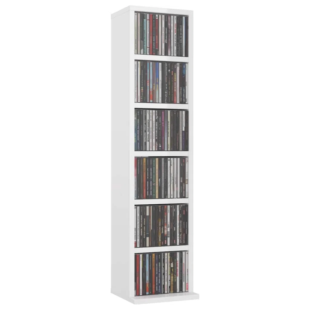 Générique Armoire à CD Blanc Brillant 21x20x88 cm Bois d'ingénierie,Fixations & Meubles de Rangement multimédia,800357