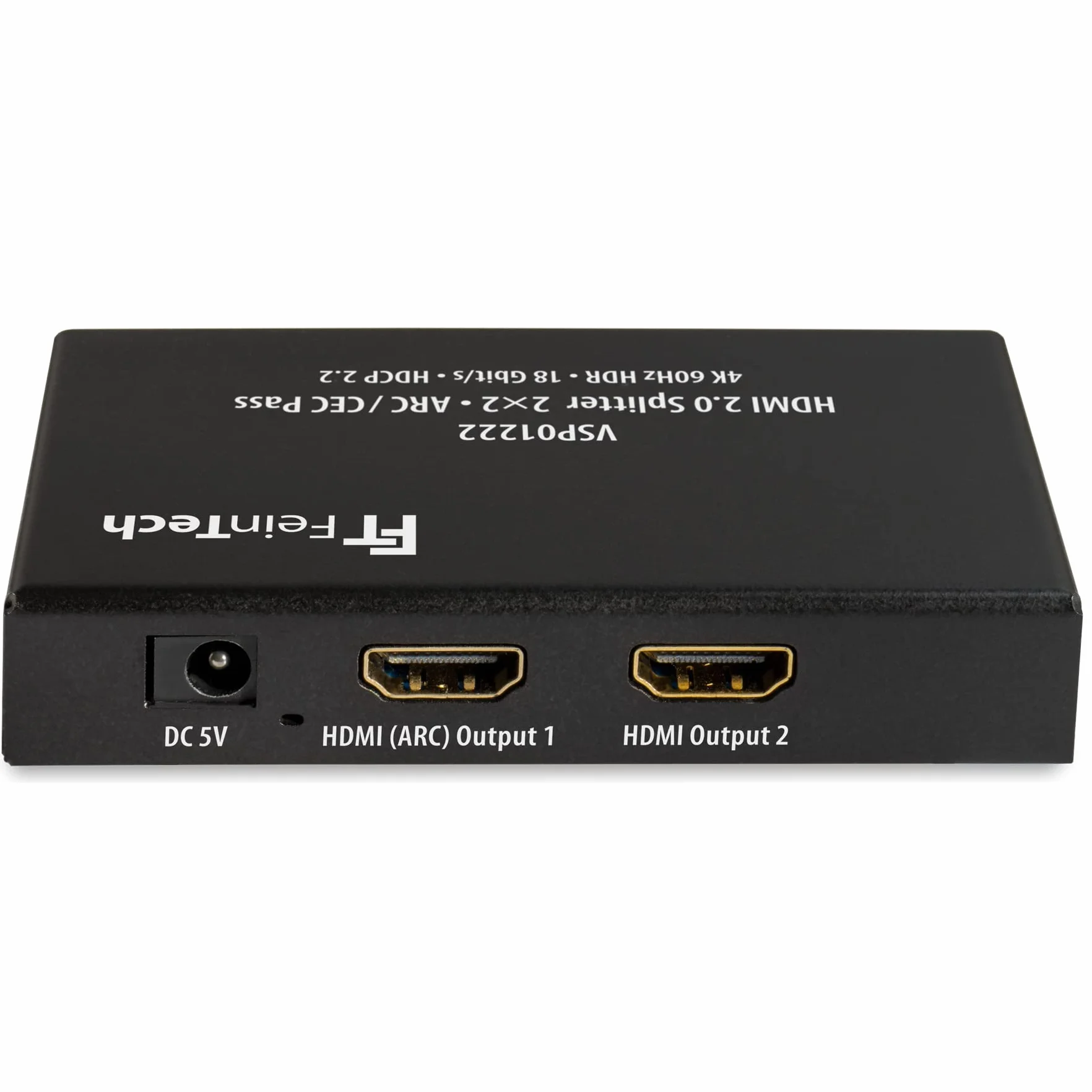 FeinTech VSP01222 Répartiteur HDMI 2.0 2 entrées 2 Sorties Scaler Arc-Pass pour récepteur AV 4K 60Hz HDR
