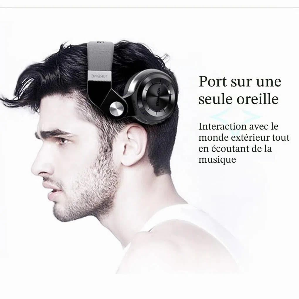 Bluedio Casque Bluetooth sans fil pliable avec fente pour carte micro SD, radio FM, Amazon Web Services, microphone pour téléphone portable/téléviseur/PC (noir)