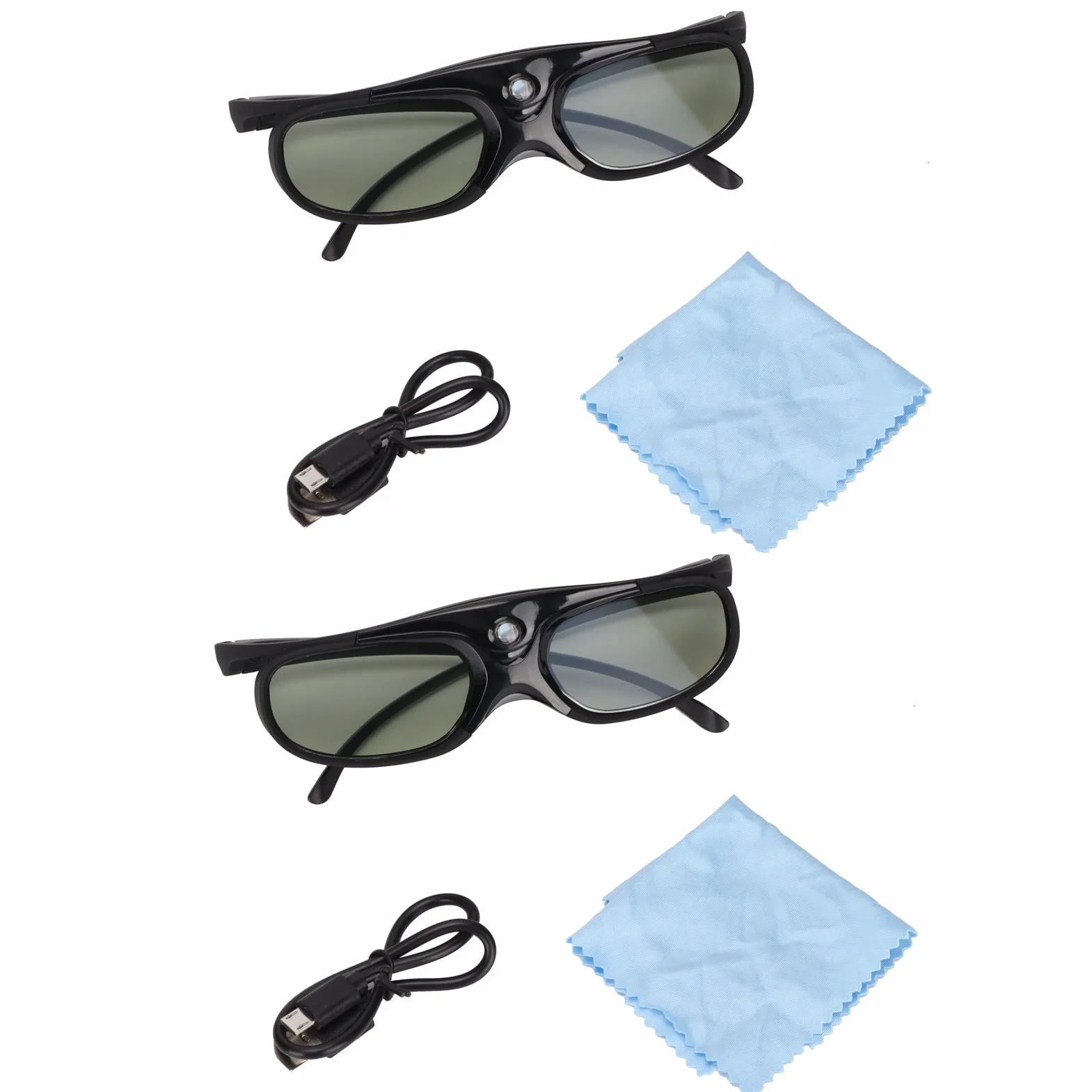 Lunettes 3D, 2pcs 144Hz 3D Active Shutter Lunettes, DLP Link LCD Lentille 3D Lunettes pour 3D DLP Orojectors Rechargeable 3D Active Shutter Lunettes