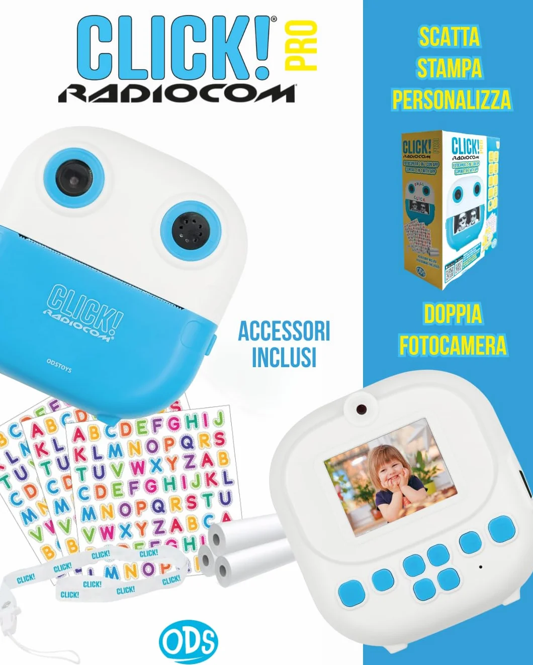 Cliquez 4 - Appareil Photo instantané pour Enfants - Double caméra - Imprimez des Photos et des Dessins à partir de l'App - Vidéo 1080p - Zoom 6X - Jeux - MP3 - Écran LCD 2" - MicroSD 4 Go