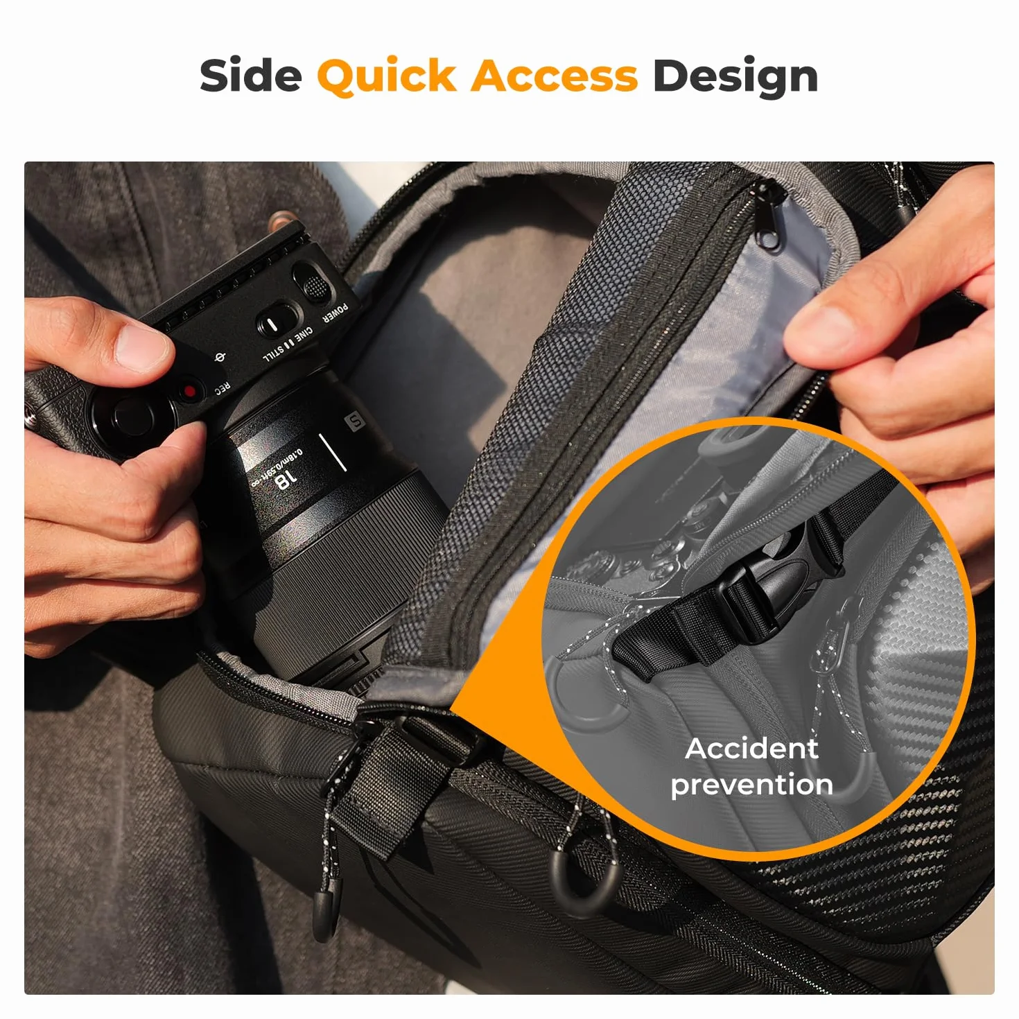 K&F CONCEPT Sac Appareil Photo, Sac Photo bandoulière Légère accès rapide Résistant à l'eau de Photographe Compatible avec Canon/Nikon/Sony/DJI Mavic Drone