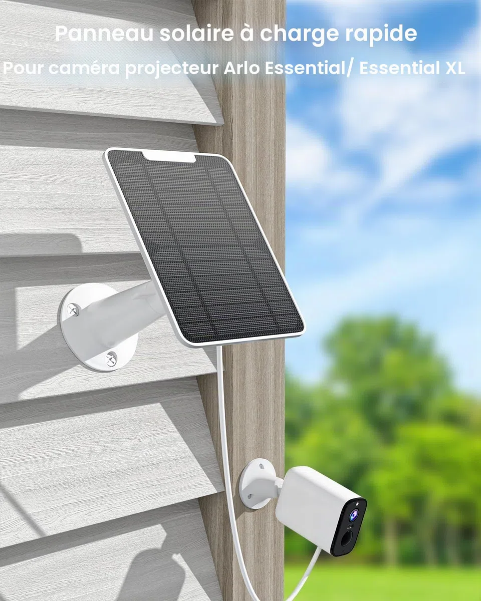 Lot de 3 chargeurs de panneau solaire Arlo Essential/XL, 5 W étanche IP65, câble micro USB 3 m, support mural (pas pour