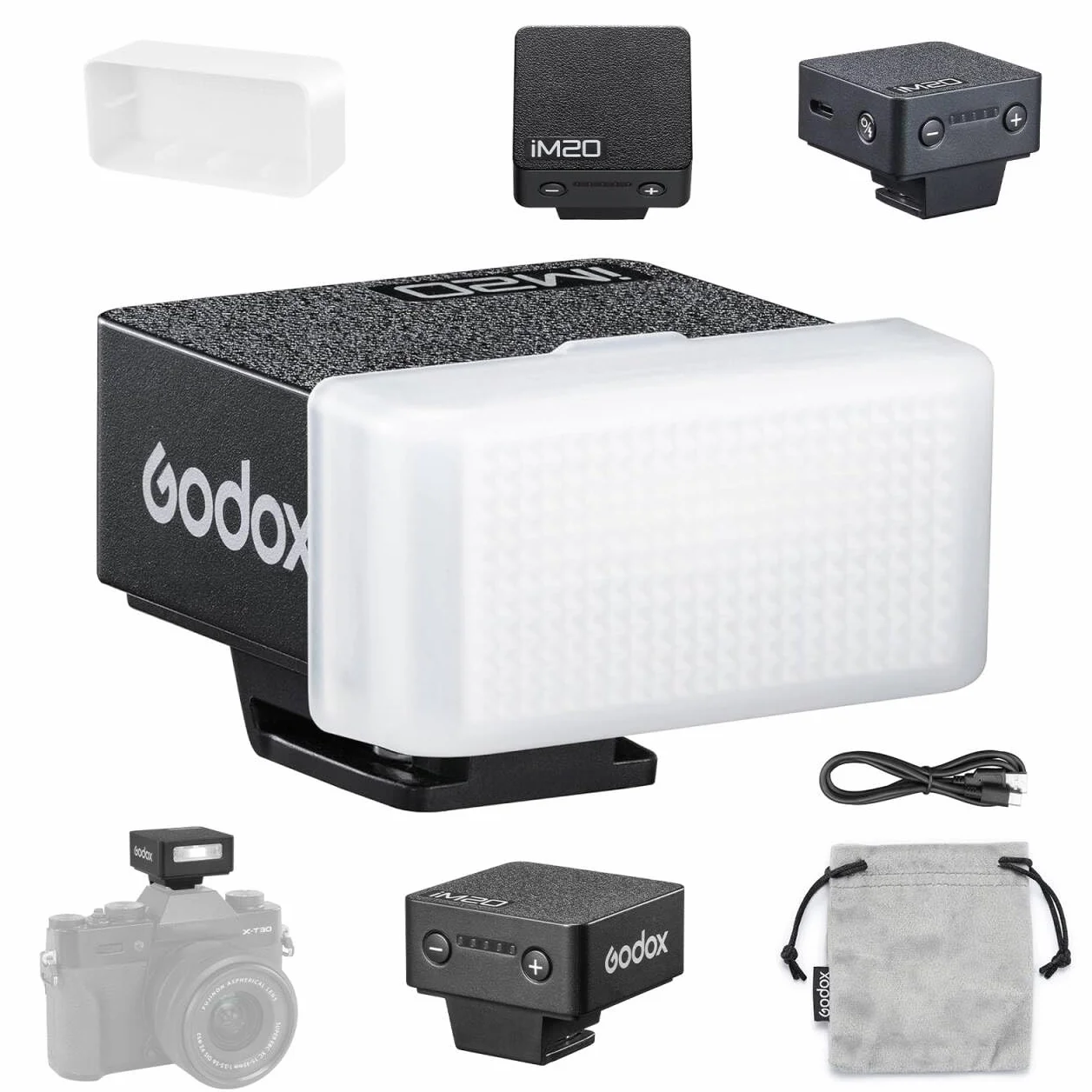 Godox iM20 Mini Flash Speedlite 470 mAh/Type-c Charge/440 Flash Pleine puissance/3s de Recyclage/5 Niveaux de Puissance/Manuel pour Sony zve10/Sony zv1/Sony a7iii/Ricoh gr3/Fujifilm f1 etc.