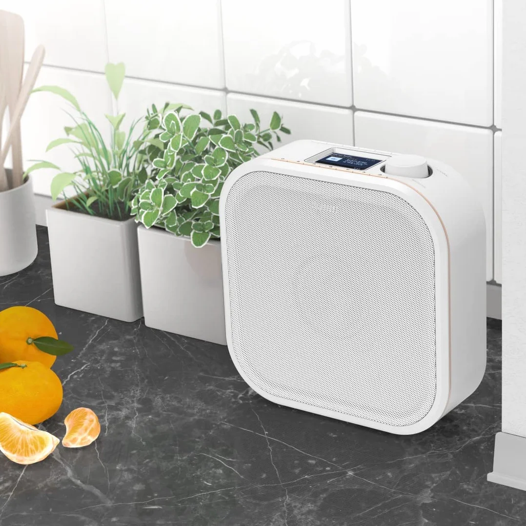 Hama Radio numérique "DR350", FM/DAB/DAB+ (pour réception FM / DAB / DAB +,radio de cuisine sous comptoir, écran couleur, fonction d'alarme, fonctionnement sur secteur) Blanc