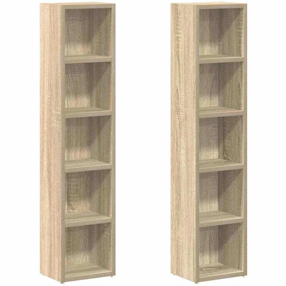 Armoires à CD 2 pcs Chêne sonoma 21x16x93,5 cm Aggloméré