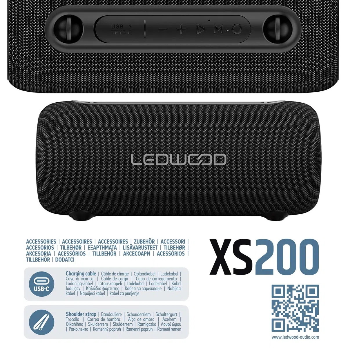 Enceinte Autonome HiFi 200W Ledwood XS200, Effet LED, Buetooth, IPX5, Assistant Vocal, 20W RMS, Batterie 2000mAh, Ovni