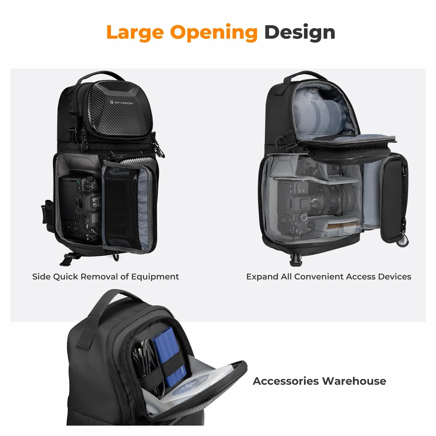 K&F CONCEPT Sac Appareil Photo, Sac Photo bandoulière Légère accès rapide Résistant à l'eau de Photographe Compatible avec Canon/Nikon/Sony/DJI Mavic Drone