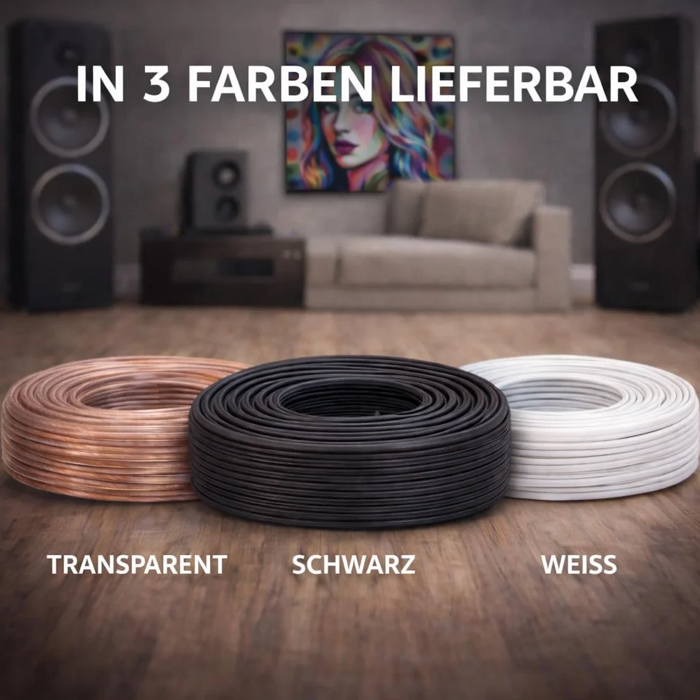 BLca 50m - 2 x 2.5mm² - Câble Audio pour Enceintes - Câble HP haut-parleur en CCA Cuivre pour HiFi et Hi-Fi Embarquée 2 5mm2