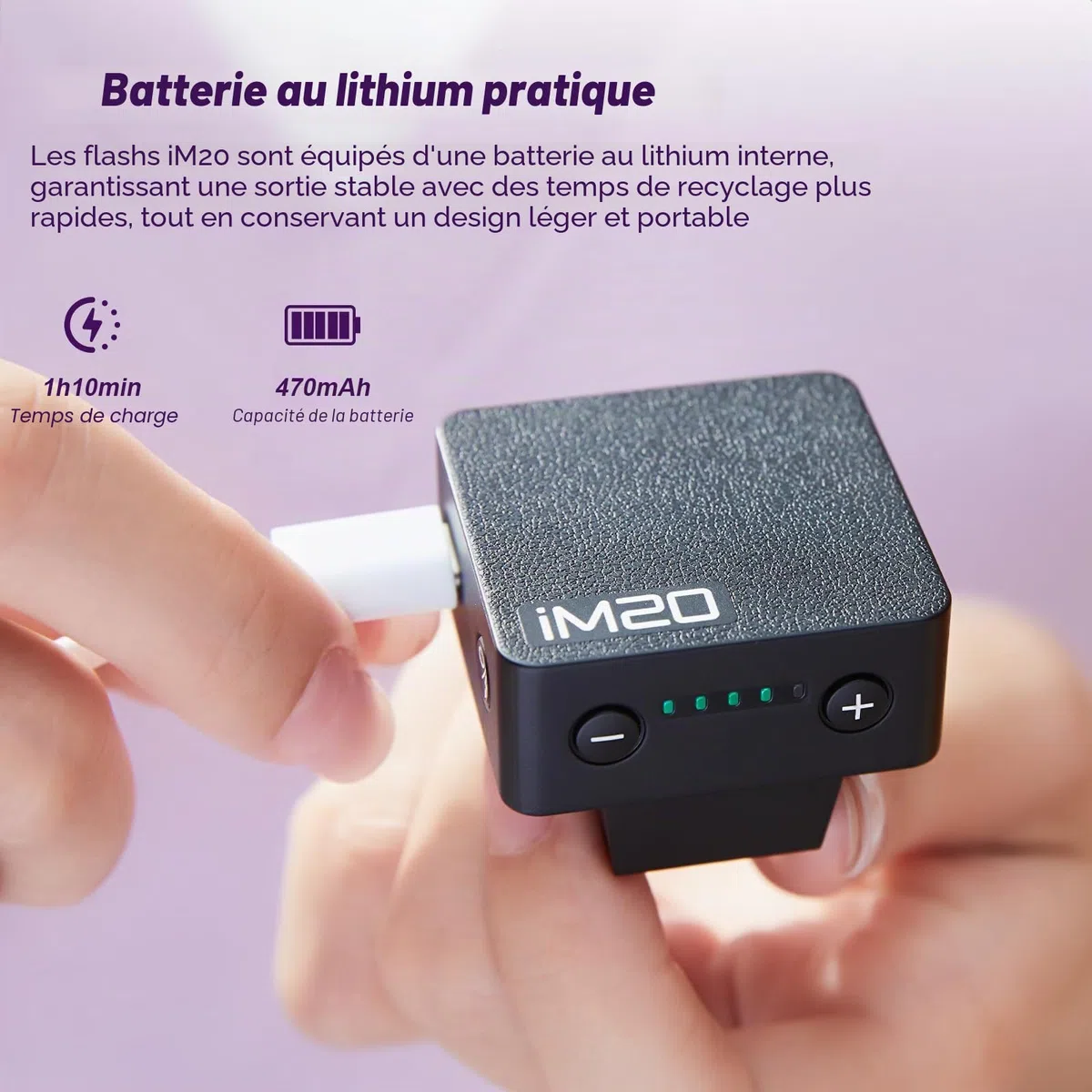 Godox iM20 Mini Flash Speedlite 470 mAh/Type-c Charge/440 Flash Pleine puissance/3s de Recyclage/5 Niveaux de Puissance/Manuel pour Sony zve10/Sony zv1/Sony a7iii/Ricoh gr3/Fujifilm f1 etc.