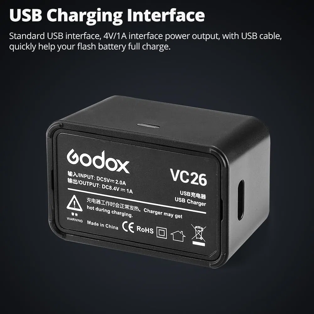 GODOX V1 Batterie VB26 VB26B 7.2V/3000mAh Batterie Lithium-ION pour GODOX V1S V1N V1F V1O V1 Flash V860iii V860iii-S V860III-C V860ii-N V860III-O V860III-F V850iii AD100PRO