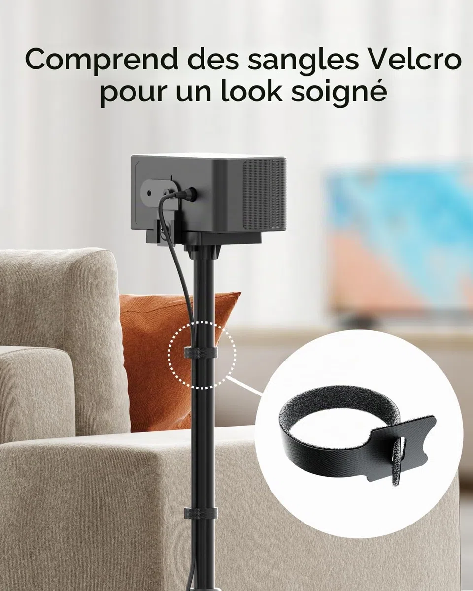 ULTIMEA Steady 310 – Lot de 2 Supports d’Enceintes universels Noirs, réglables en Hauteur de 62 à 93 cm, pour Enceintes Satellites et de bibliothèque, Charge maximale de 3 k