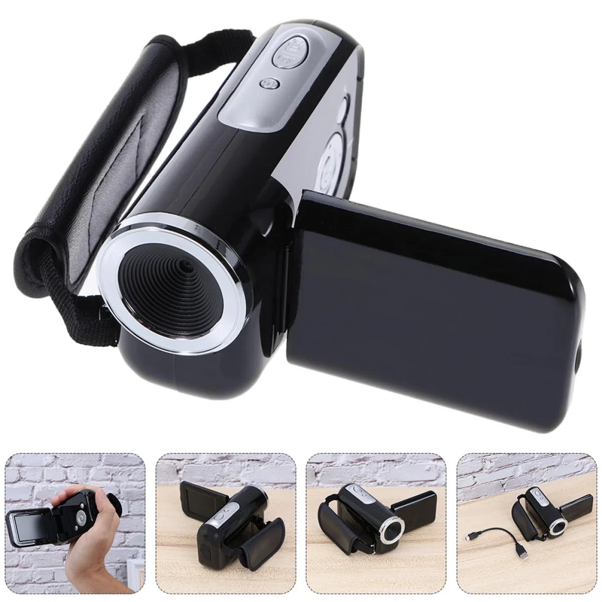 Kichvoe Caméra Vidéo Numérique Mini Dv Zoom Numérique 16x, Écran Tft 2 Pouces, Capteur 5mp, Mémoire Extensible Jusqu'à 32 Go, pour Enregistrement Portable