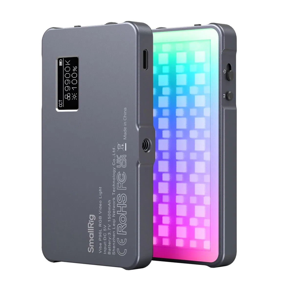 SMALLRIG Lampe Vidéo RGB P96L, Lampe LED Portable en Métal pour Appareil Photo, 2500-8000K, 21 Effets, CRI 96+, écran OLED, éclairage Photo et Vidéo, Longue Durée de Vie de la Batterie - 3489B