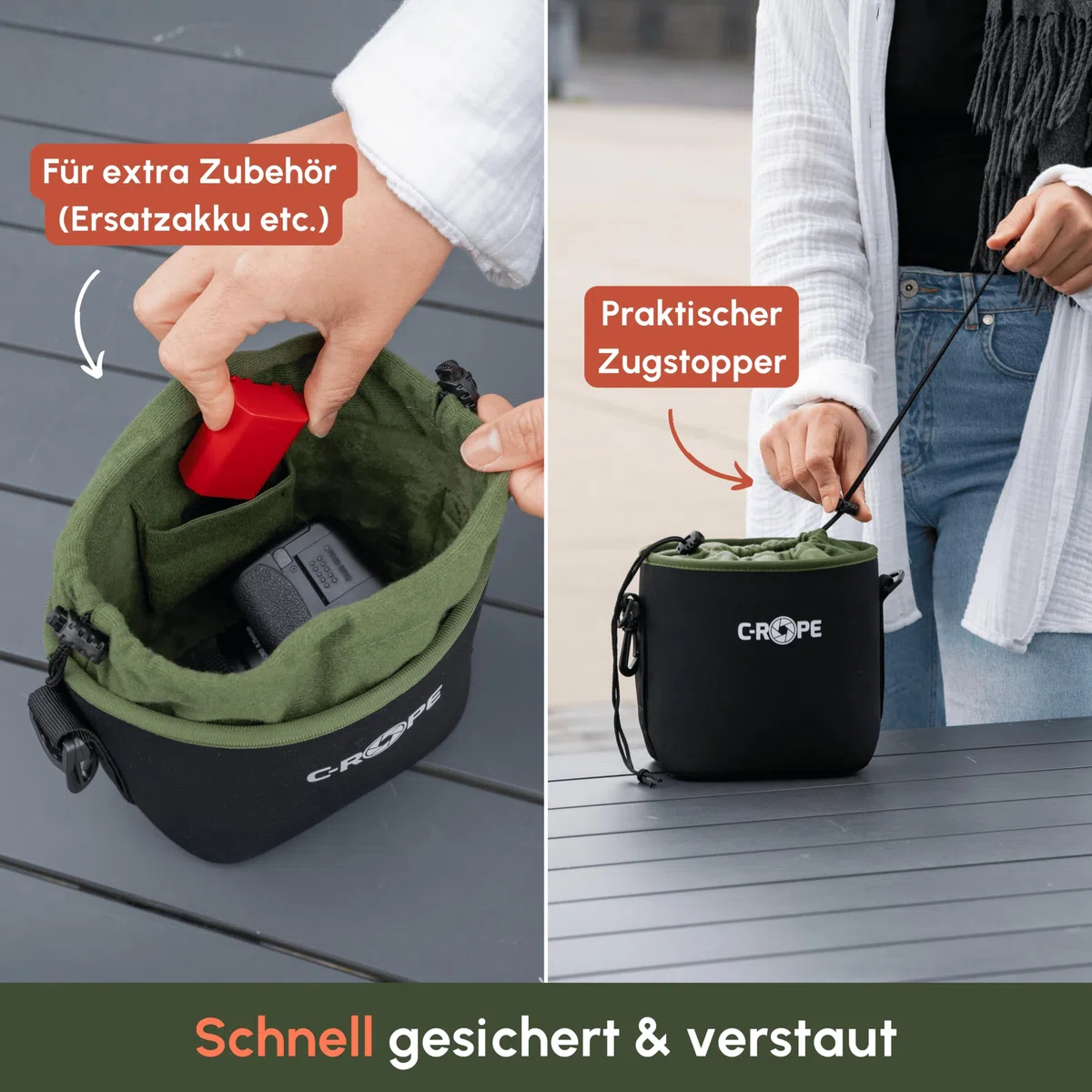 C-Rope Sac pour Appareil Photo en néoprène avec Doublure en Polaire, résistant à l'eau