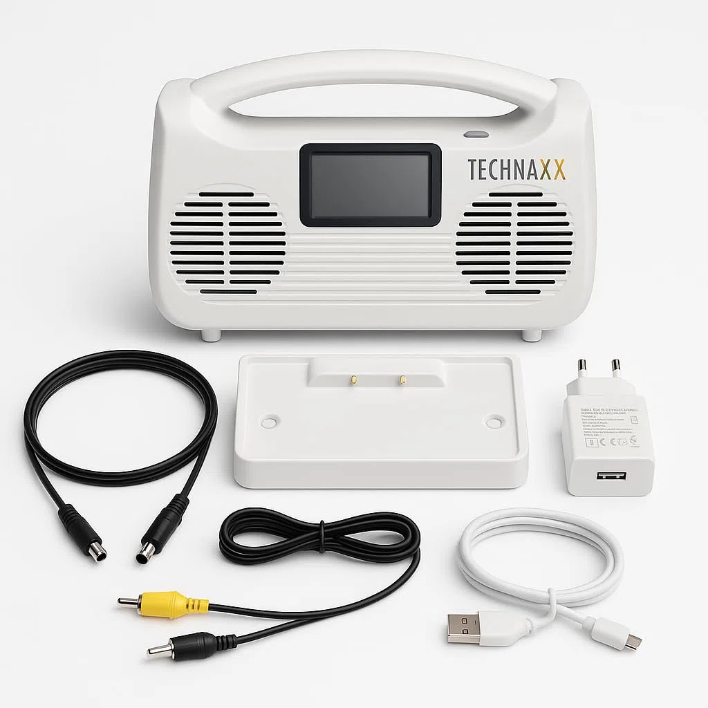Technaxx Haut-Parleur TV sans Fil avec Station de Base 10W Stéréo Bluetooth 5.3 Haut-Parleur Télévision pour Seniors et Malentendants Écran LCD 3 Modes Sonores Radio FM AUX Optique Coaxial - TX-317