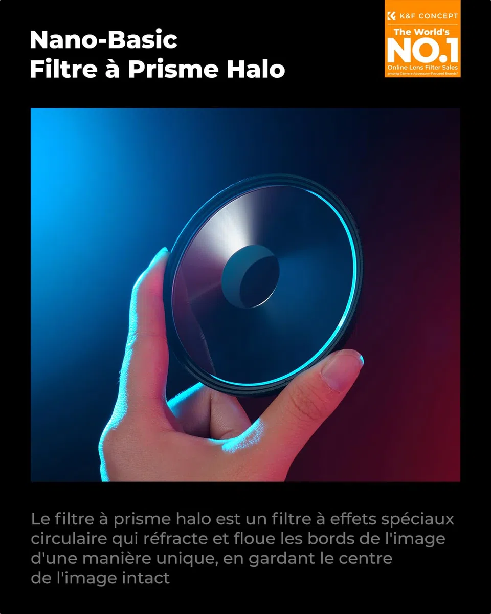 K&F CONCEPT 77mm Filtre à Prisme Halo en Spirale Effet Spécial pour Objectif Appareil Photo