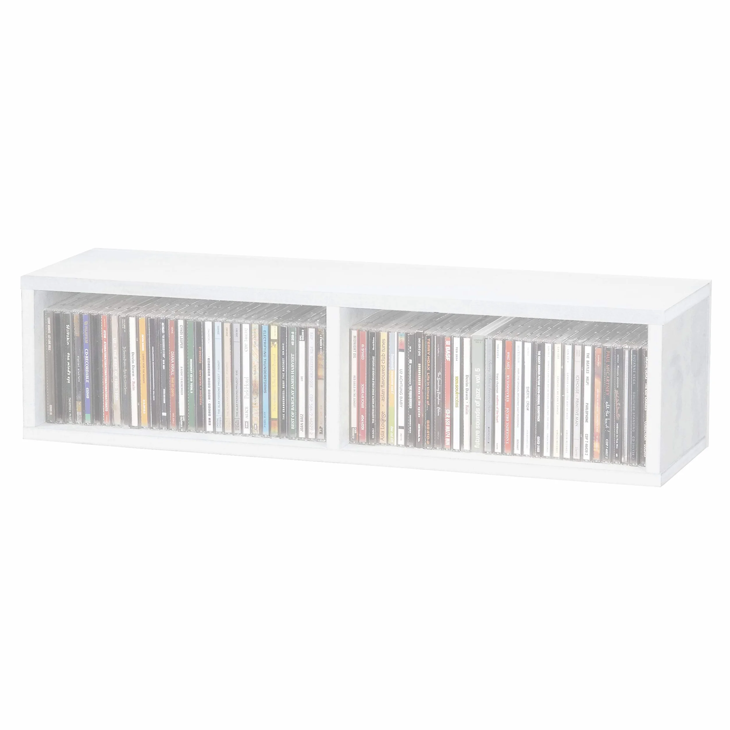 Glorious CD Box white 90 - peut contenir jusqu'à 90 disques compacts, empilables avec d'autres boîtes de CD, avec séparateur, blanc
