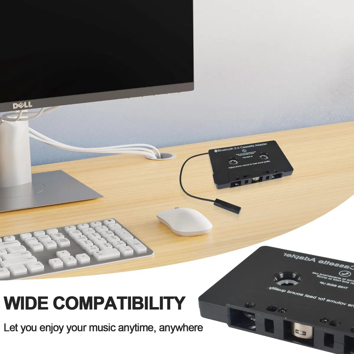 Funmo Adaptateur de Cassette Audio pour Voiture, récepteur de Cassette Bluetooth 5.0, Adaptateur auxiliaire de Cassette Audio pour écouter la Musique du téléphone Portable et la Voix de la Voiture