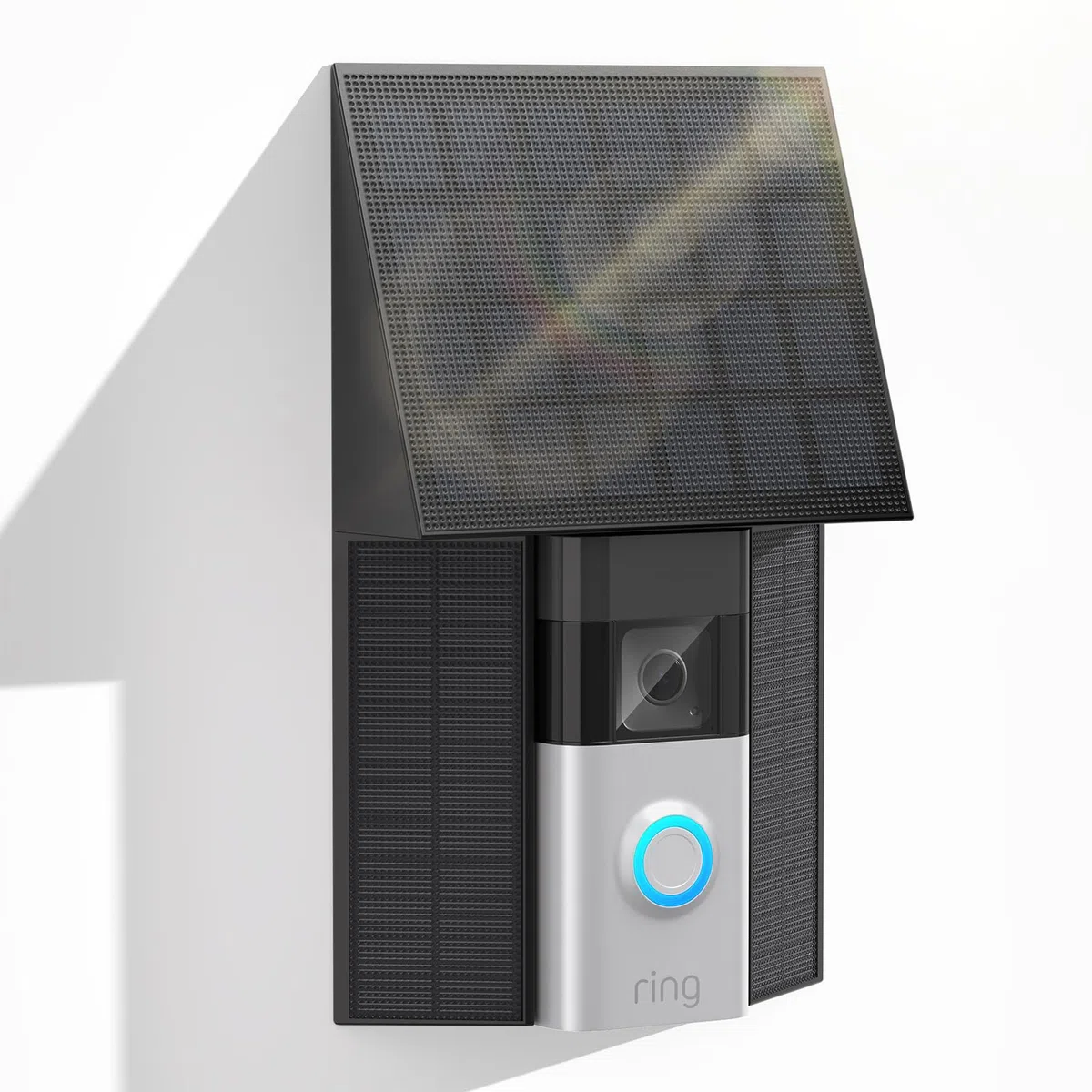 Chargeur solaire 4W compatible avec la sonnette de porte Ring à batterie (Port USB-C) Étanche Panneau solaire pour sonnette Ring - Noir 1 Pack