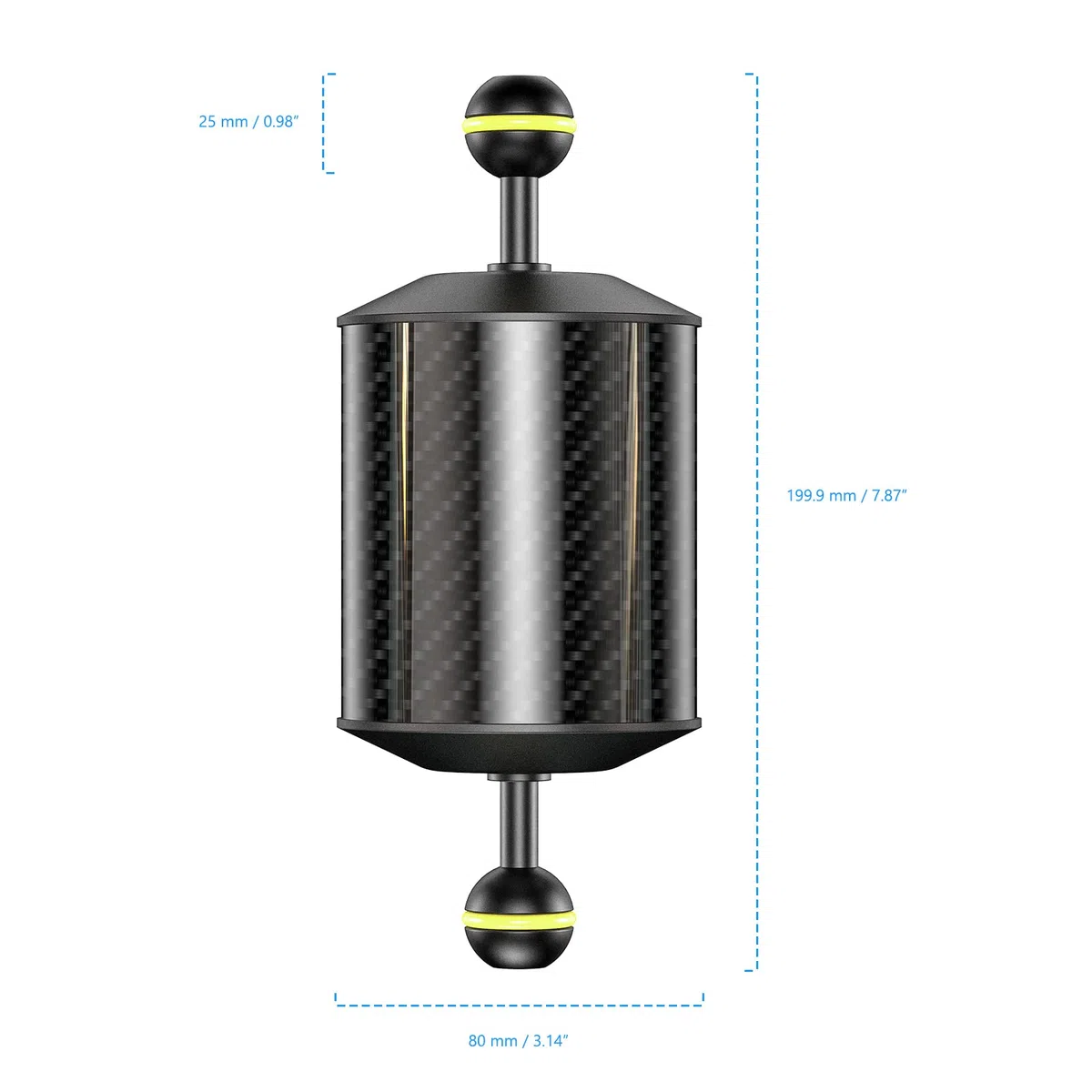 Sea frogs D80 mm,7 pouces/178 mm Bras Flottant en Carbone de pour système de flottabilité en plongée, adapté au Plateau vidéo et au Stroboscope