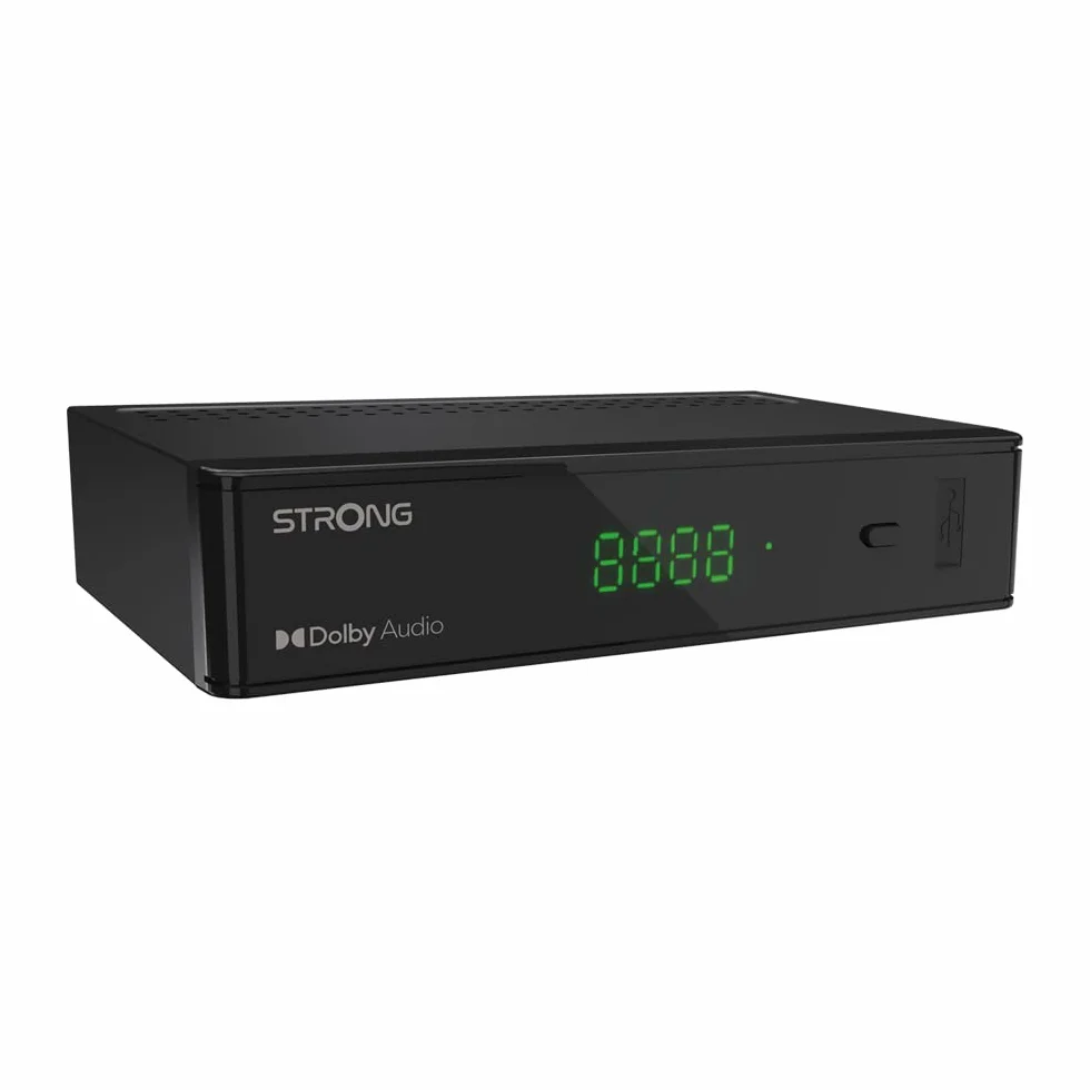 STRONG - Décodeur Satellite - Compatible 64 Satellites - Résolution HD - Port USB pour Mise à Jour - Port HDMI - Entrée Péritel - Noir