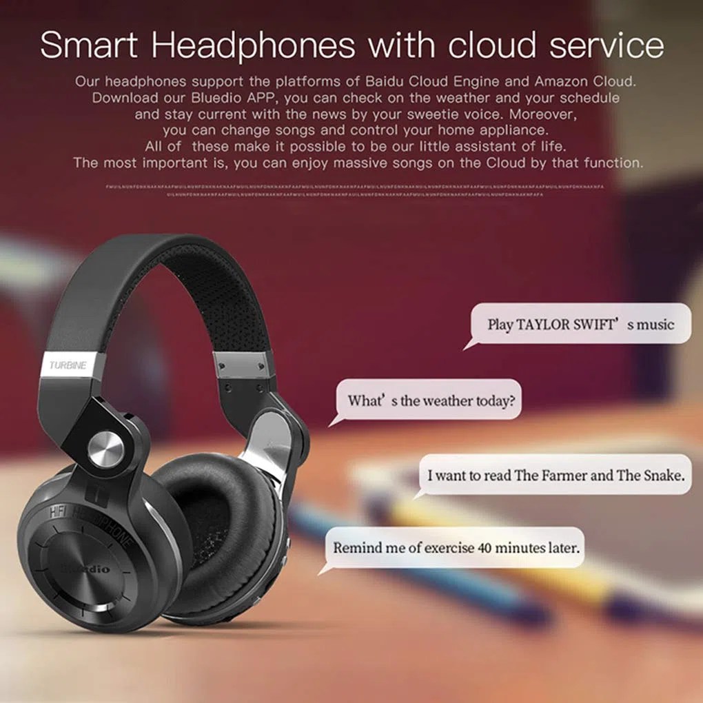 Bluedio Casque Bluetooth sans fil pliable avec fente pour carte micro SD, radio FM, Amazon Web Services, microphone pour téléphone portable/téléviseur/PC (noir)