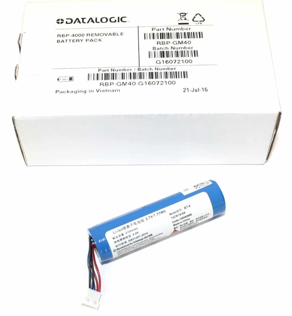 Datalogic RBP-GM40 BT-8 128000894 Batterie Datalogic pour scanner de code à barres manuel Datalogic Gryphon GM4100, GBT4100, GBT4100-HC, GBT4400, GM4100, GM4100-HC, GM4130