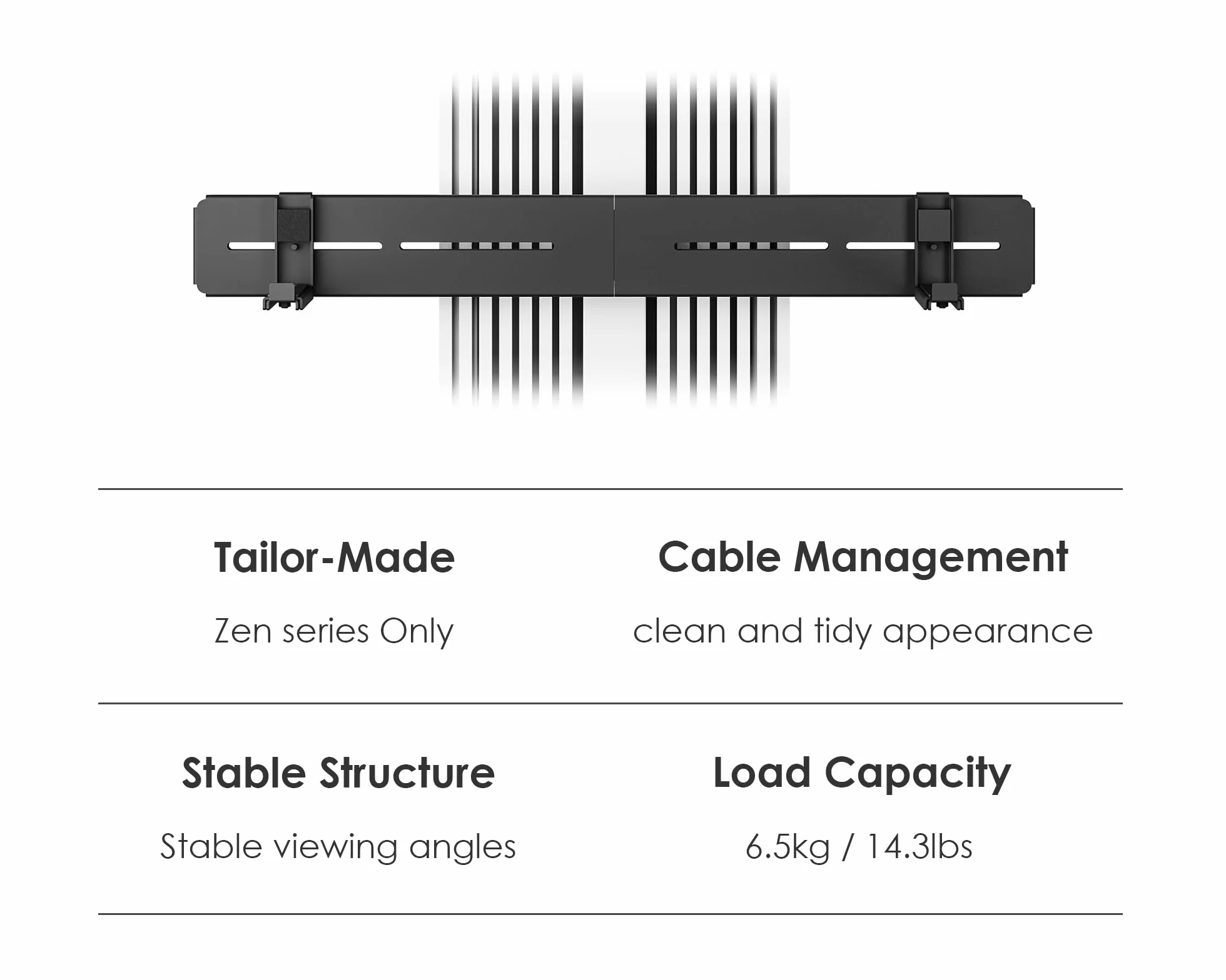 FITUEYES Design Support Barre de Son pour Série Zen/Cantor Capacité de Charge 6.5 kg Montage sous la TV avec Haut-Parleur Noir