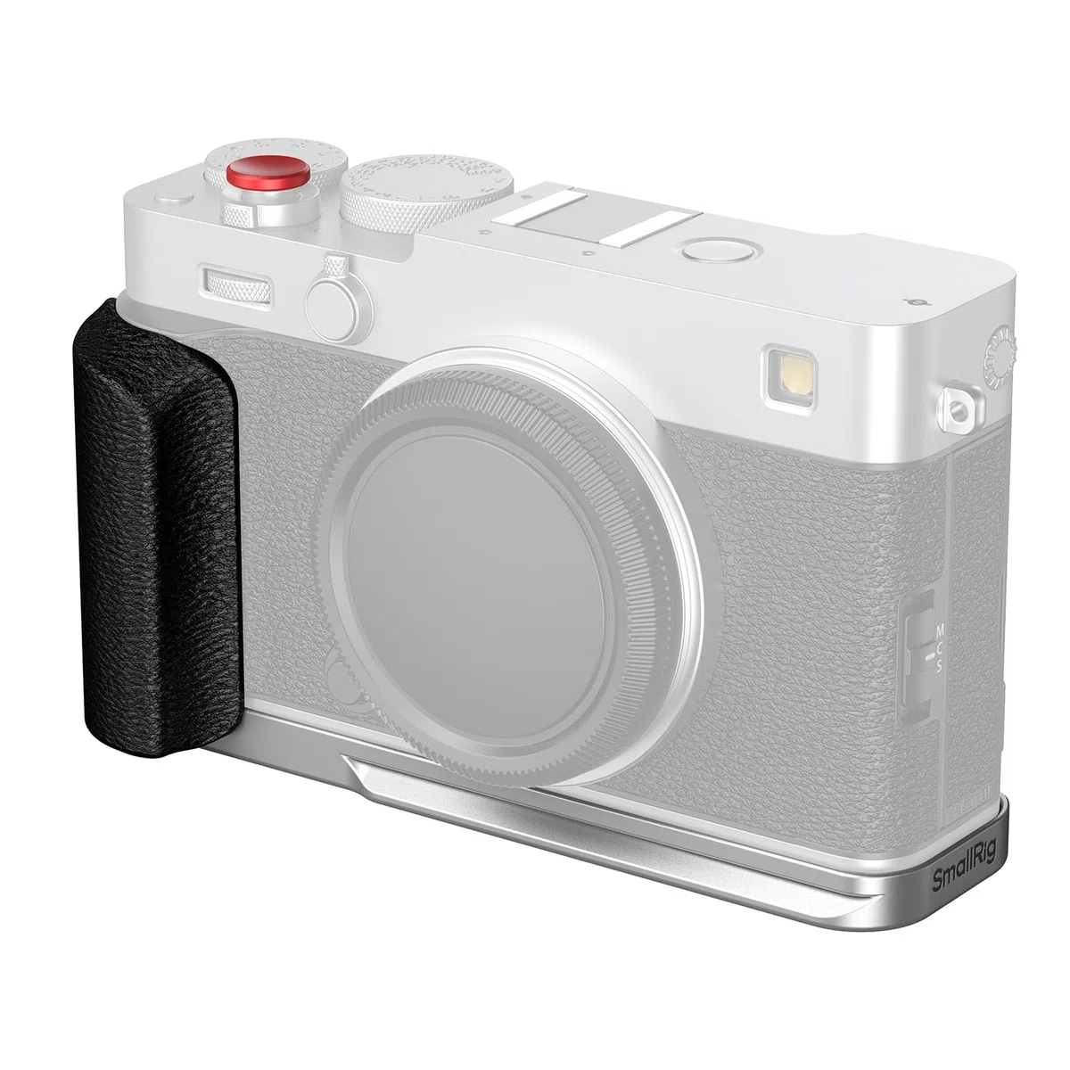 SMALLRIG X-E5 Poignée en L pour FUJIFILM, Plaque de Dégagement Rapide Intégrée pour Arca, Pas de vis 1/4"-20, Poignée Ergonomique Légère en Silicone, Bouton de Déclenchement (Argent) - 5447