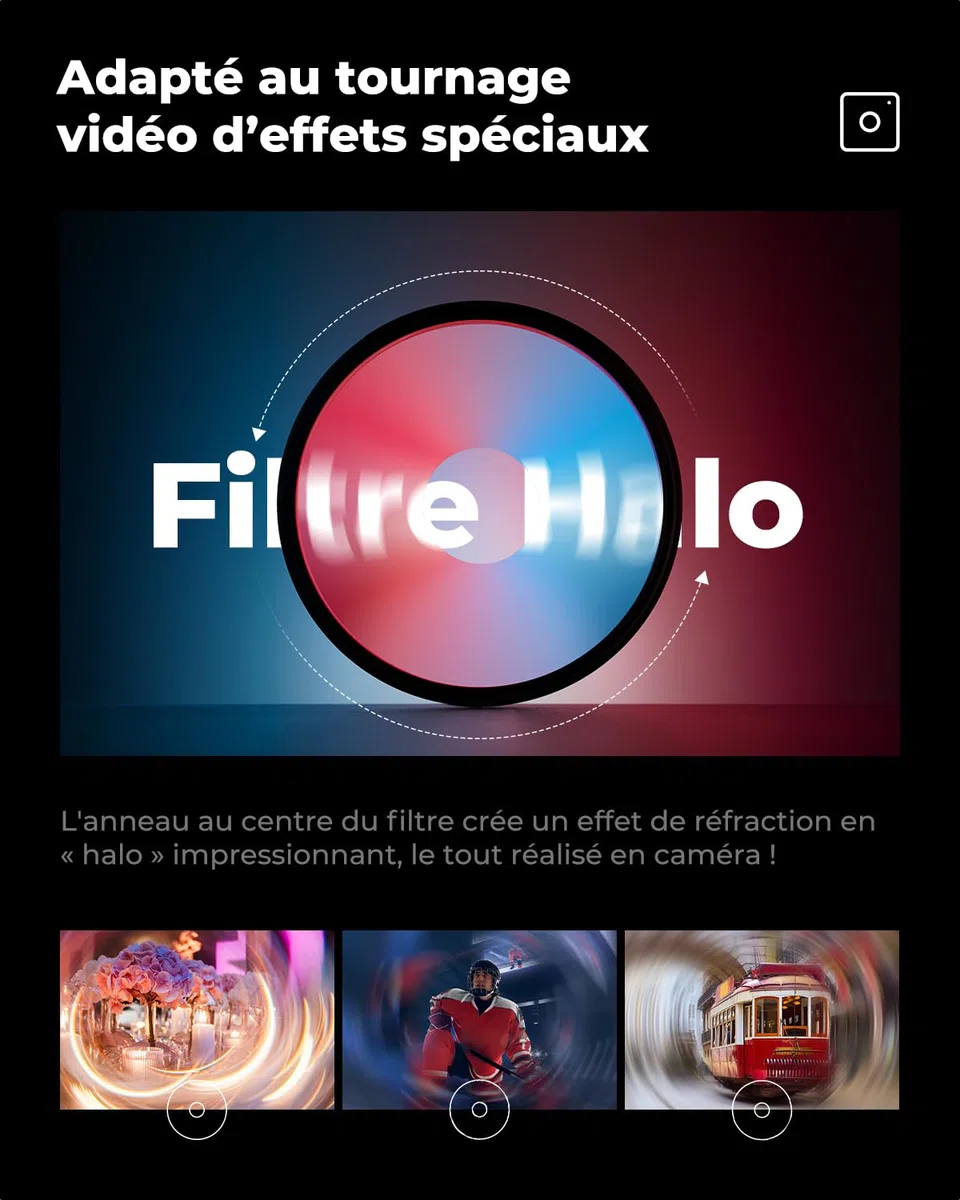 K&F CONCEPT 77mm Filtre à Prisme Halo en Spirale Effet Spécial pour Objectif Appareil Photo