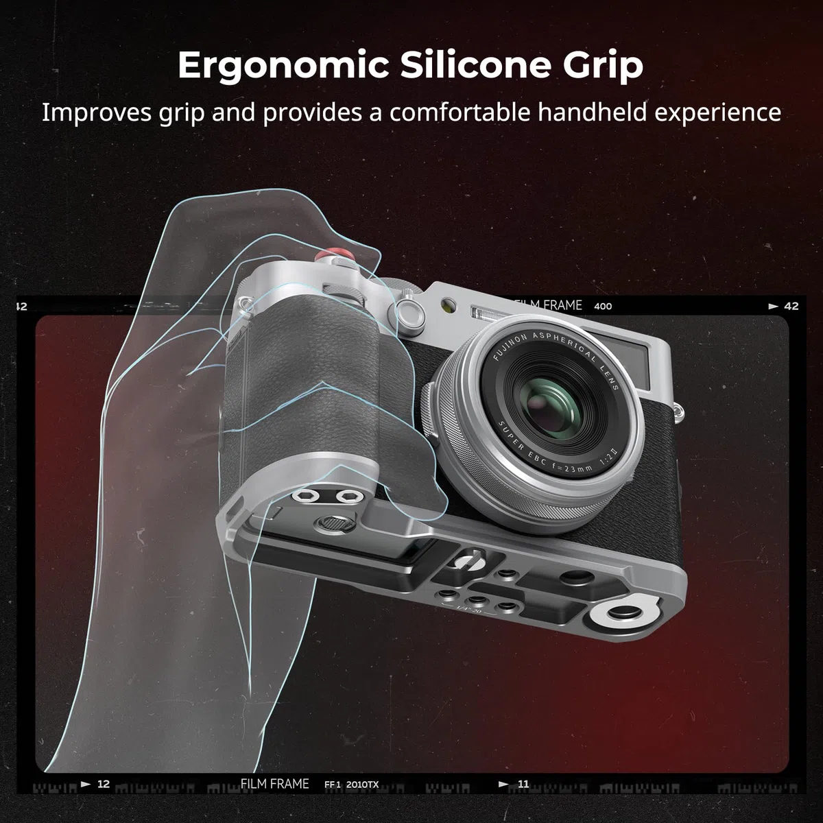 SMALLRIG X100VI Poignée en Forme de L pour FUJIFILM X100VI/X100V, Plaque de Dégagement Rapide pour Arca Intégrée, Poignée Latérale Légère en Silicone, avec Bouton d'Obturation et Hot Shoe Cover - 4555